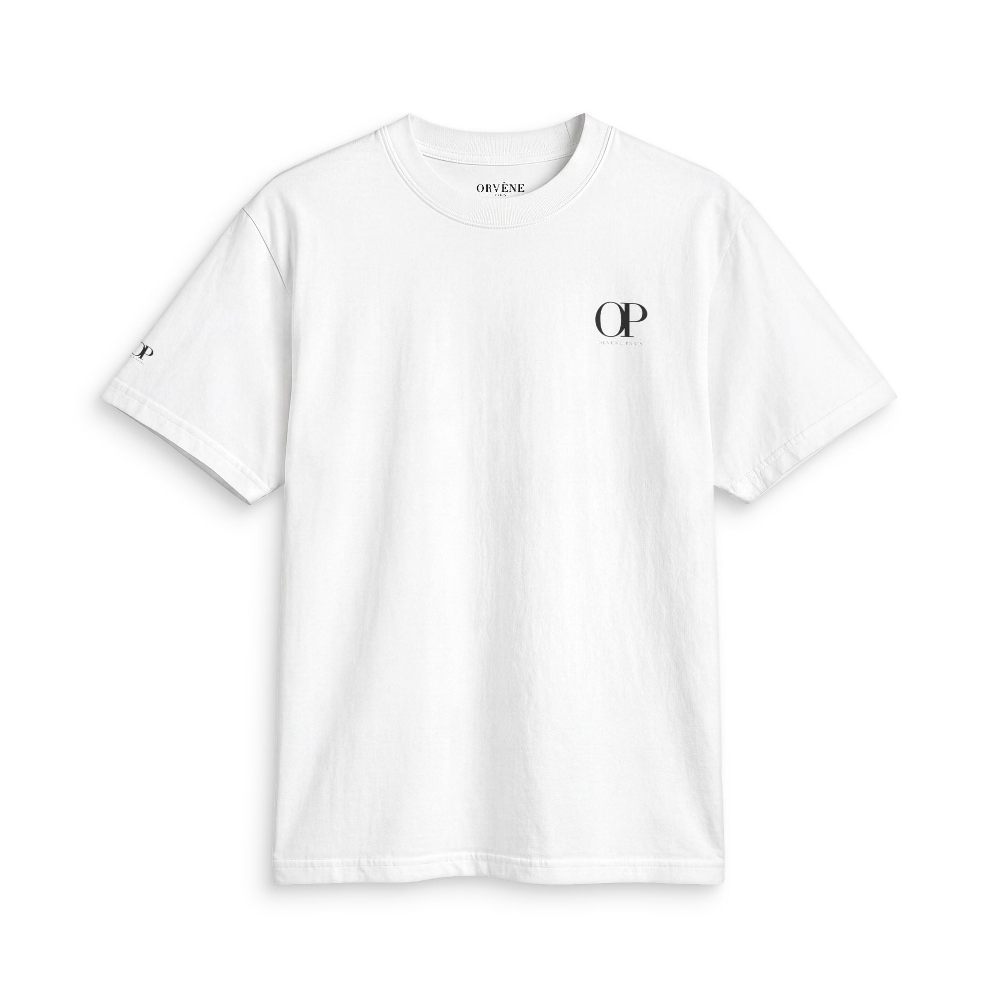 Minimalist Logo T-Shirt — Small Chest ‘OP’ Print, White Casual Tee
